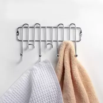 Вешалка настенная на 7 крючков Доляна «Симпл», 20,5×12×5 см, цвет хром