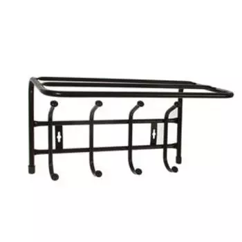 Вешалка настенная с полкой на 4 крючка, 402427 см, чёрная
