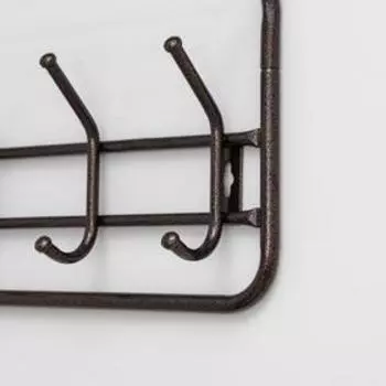 Вешалка настенная с полкой, 5 крючков, 60 см, коричневая