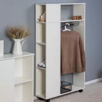 Вешалка выкатная Ultra, 7902501460 мм, с полками, цвет белое тиснение