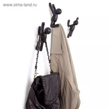 Вешалки-крючки Buddy, 3 шт, чёрные