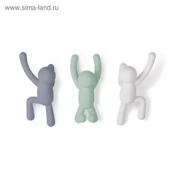 Вешалки-крючки Buddy, 3 шт, разноцветные