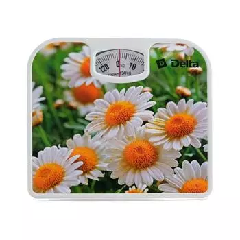 Весы напольные DELTA D-9408, механические, до 130 кг, рисунок "Ромашки"