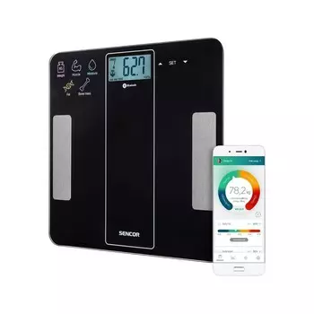 Весы напольные Sencor SBS 8000BK, электронные, диагностические, до 180 кг, чёрные