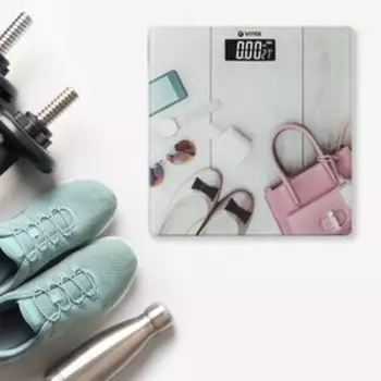 Весы напольные Vitek VT-8074 PK, электронные, до 180 кг, 2хAAA, стекло, розовые