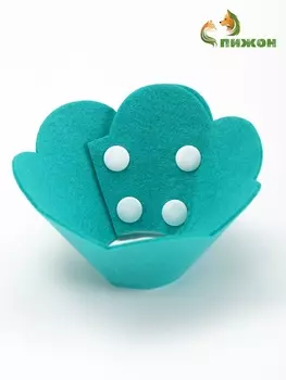 Ветеринарный воротник из фетра «Ромашка», размер M, ярко-бирюзовый