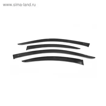 Ветровики Vinguru для Nissan Almera Classic 2006-2012/Almera II (N16) 2000-2006, седан, накладные, скотч, акрил, 4 шт