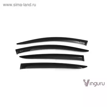 Ветровики Vinguru для Renault Fluence 2009-2016, седан, накладные, скотч, акрил, 4 шт