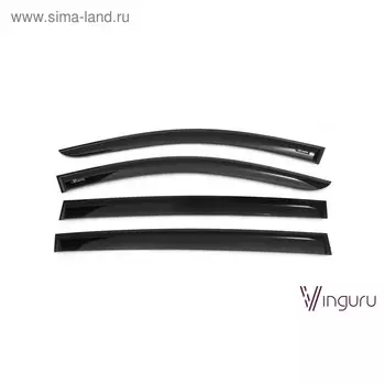 Ветровики Vinguru для Renault Sandero II 2014-2016, хэтчбек, накладные, скотч, 4 шт
