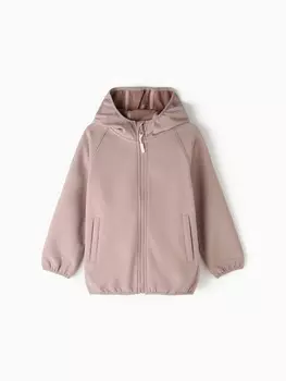 Ветровка демисезонная для девочек MINAKU из Softshell на флисе, непромокаемая, каштан, рост 110 см