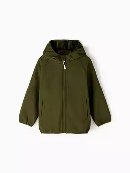 Ветровка демисезонная для мальчиков MINAKU из Softshell на флисе, непромокаемая, оливковая, рост 122 см