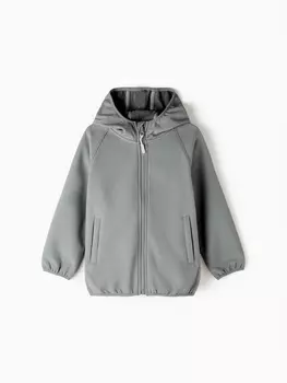 Ветровка демисезонная для мальчиков MINAKU из Softshell на флисе, непромокаемая, серая, рост 92 см
