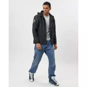 Ветровка спортивная с капюшоном мужская чёрного цвета, размер 50