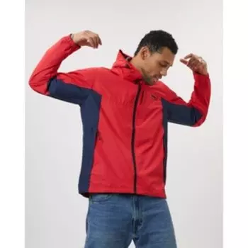 Ветровка спортивная с капюшоном мужская красного цвета, размер 52