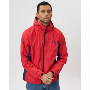 Ветровка спортивная с капюшоном мужская красного цвета, размер 54