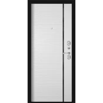 Входная дверь «Румо», 870 2050 мм, левая, цвет белый софт / муар чёрный