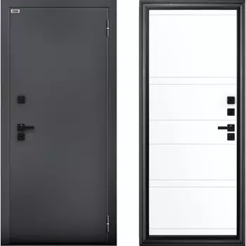 Входная дверь в квартиру «Берлога. Сибирь 3К Термо Букле Марвин», 8702050 мм, правая, цвет графит/эмалит арктик