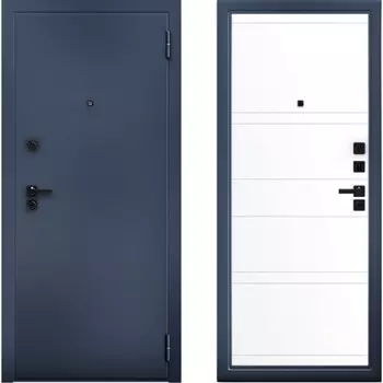 Входная дверь в квартиру «Ультра Марвин Букле», 8702060 мм, правая, цвет графит синий/эмалит арктик
