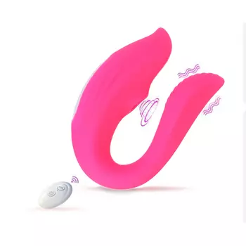 Вибратор для пар с вакуумно-волновой стимуляцией клитора, пульт ДУ, USB, 10 режимов, розовый