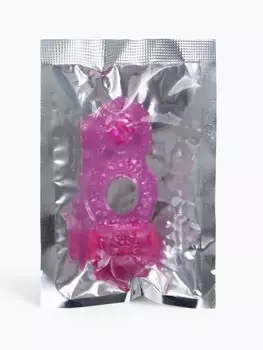 Виброкольцо эрекционное с клиторальной стимуляцией, гелевый силикон, d=2 см, розовый