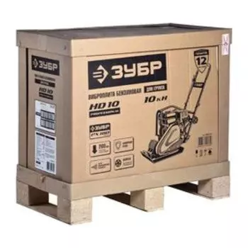 Виброплита "ЗУБР" ЗВПБ-10 Г, для грунта, 500*360мм, двс ЗУБР РХ180 4.8кВт (6.5 л.с.), 60кг