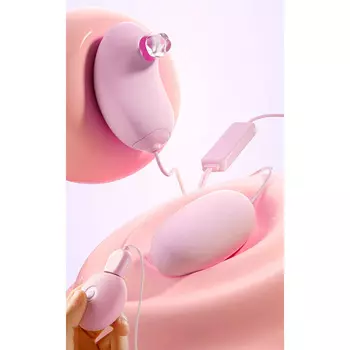 Виброяйцо с вакуумно-волновым стимулятором клитора, Power Bank, софт-силикон, розовый