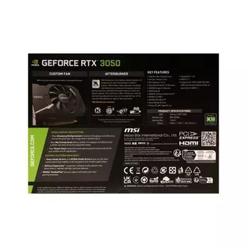 Видеокарта MSI RTX3050 AERO ITX, 8Гб, 128bit, GDDR6, DVI, 3хHDMI, DP