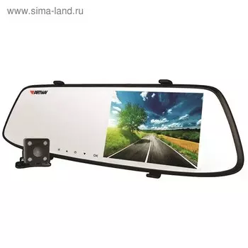 Видеорегистратор ARTWAY AV-604, зеркало, 5", угол обзора 140°, G-сенсор, ParkAssist