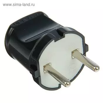 Вилка электрическая UNIVersal A0113, без заземления, 6 А, 250 В, еврослот, черная