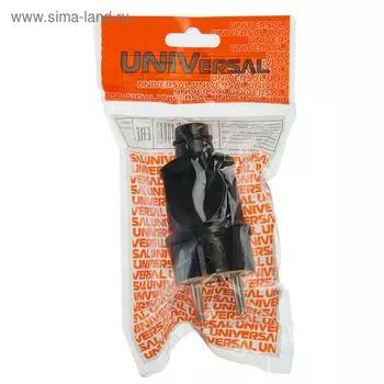 Вилка электрическая UNIVersal А1010, с заземлением, прямая, 16 А, 250 В, еврослот, черная