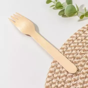 Вилка деревянная, 16 см, фасовка 50 шт