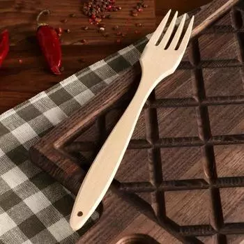 Вилка деревянная, 23 см, массив бука