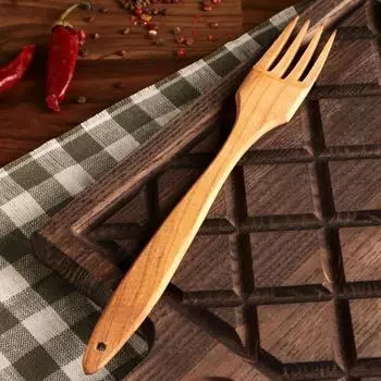 Вилка деревянная, 25 см, массив черешни