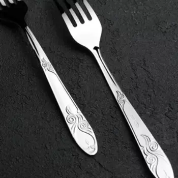 Вилка десертная «Узоры», h=16 см, толщина 1,8 мм, цвет серебряный