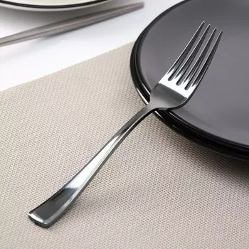 Вилка одноразовая, 18.5 см, пластик, серебристая