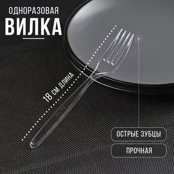 Вилка одноразовая «Torento премиум», 18 см, прозрачная