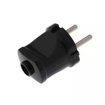 Вилка прямая, 10 А, 250 В, без з/к, черная