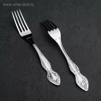 Вилка столовая «Славянка», h=19,5 см, толщина 2 мм, цвет серебряный