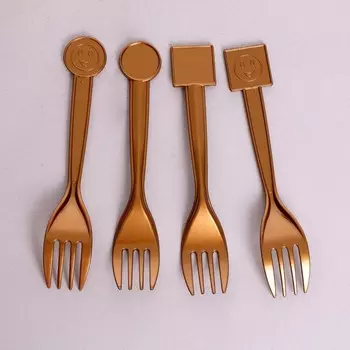 Вилки пластиковые, 10 шт., цвет золотой