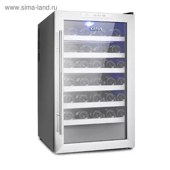 Винный шкаф Kitfort КТ-2410, 70 Вт, 6 полок, 70 л, 28 бутылок, 1 климатическая зона