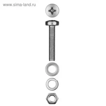 Винт "ЗУБР" (DIN7985) с гайкой (DIN934), шайбой (DIN125), шайбой пруж. (DIN127), M4х30 мм, 20 шт.