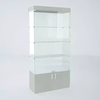 Витрина В 104 ВД, 10204502150, ЛДСП, стекло, серая