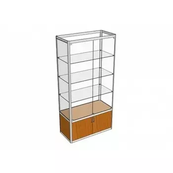 Витрина П1п, 9004002000, ЛДСП, стекло, серая