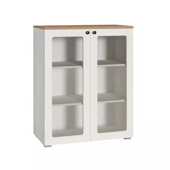 Витрина в гостиную тумба Остин 16.394.01, 800х419х993, Белый МДФ/Дуб золотой