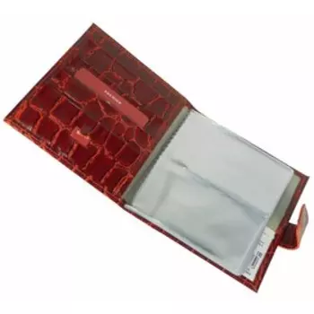 Визитница на кнопке, 16 листов, цвет красный