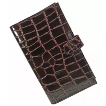 Визитница на кнопке, 24 листа, цвет коричневый