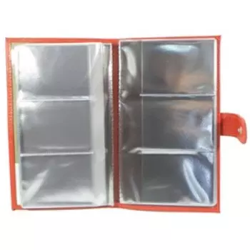 Визитница на кнопке, 24 листа, цвет красный