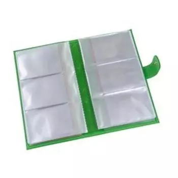 Визитница на кнопке, 24 листа, цвет зелёный