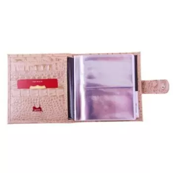 Визитница на кнопке, 16 листов, цвет розовый