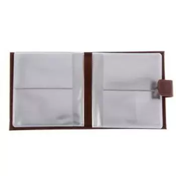 Визитница на кнопке, 16 листов, цвет коричневый